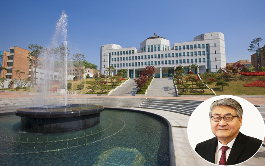 ▲ 단국대학교 죽전캠퍼스 전경. 우측 하단은 안순철 총장.ⓒ단국대