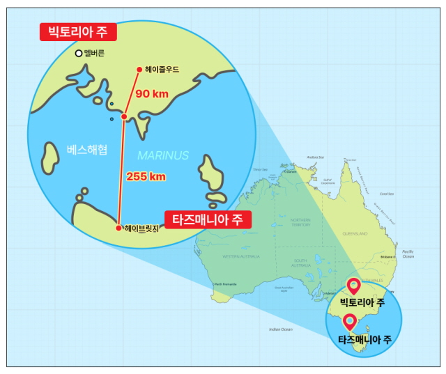 ▲ 호주 마리너스링크 HVDC 사업 위치도. ⓒ삼성물산