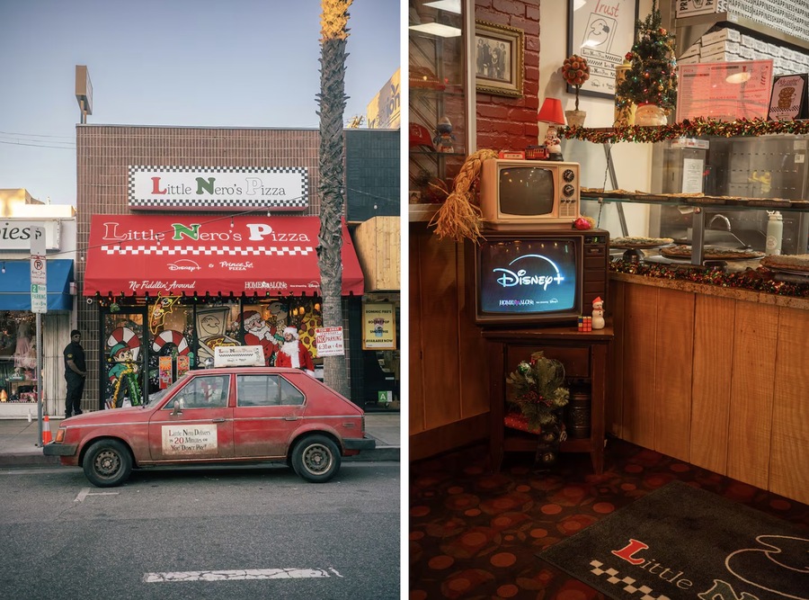 ▲ 영화 '나 홀로 집에' 등장하는 피자가게 '리틀 네로스'를 구현한 프린스 스트리트 피자 매장. ©Disney+