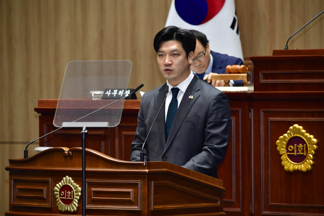 ▲ 광주시의회 이명노 의원이 26일 제2차 정례회 3차 본회의에서 5분 자유발언을 하고 있다. (사진=광주시의회 제공) ⓒ뉴시스