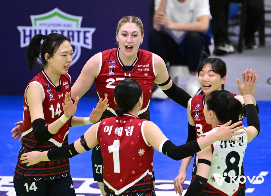 ▲ 현대건설이 정광장을 꺾고 파죽의 7연승을 내달렸다.ⓒKOVO 제공