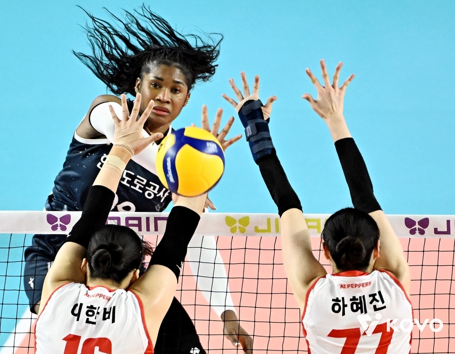 ▲ 도로공사가 올 시즌 여자부 처음으로 승점 40점 고지를 돌파하며 1위를 수성했다.ⓒKOVO 제공