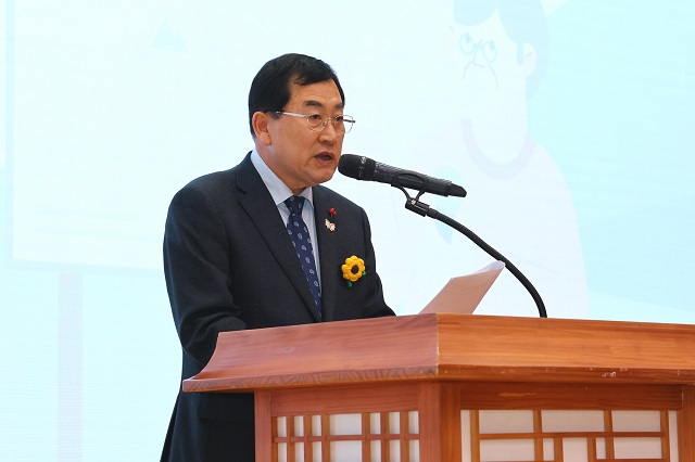 ▲ 9일 경주시청 알천홀에서 열린 행복농촌포럼에서 주낙영 경주시장이 인사말을 하고 있다.ⓒ경주시
