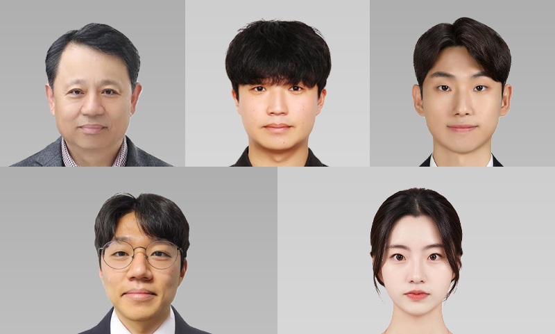 ▲ 윗줄 왼쪽부터 시계방향으로 서강대학교 컴퓨터공학과 구명완 교수, 인공지능협동과정 이인성, 정태영, 이윤경, 한민수 석사과정생.ⓒ서강대