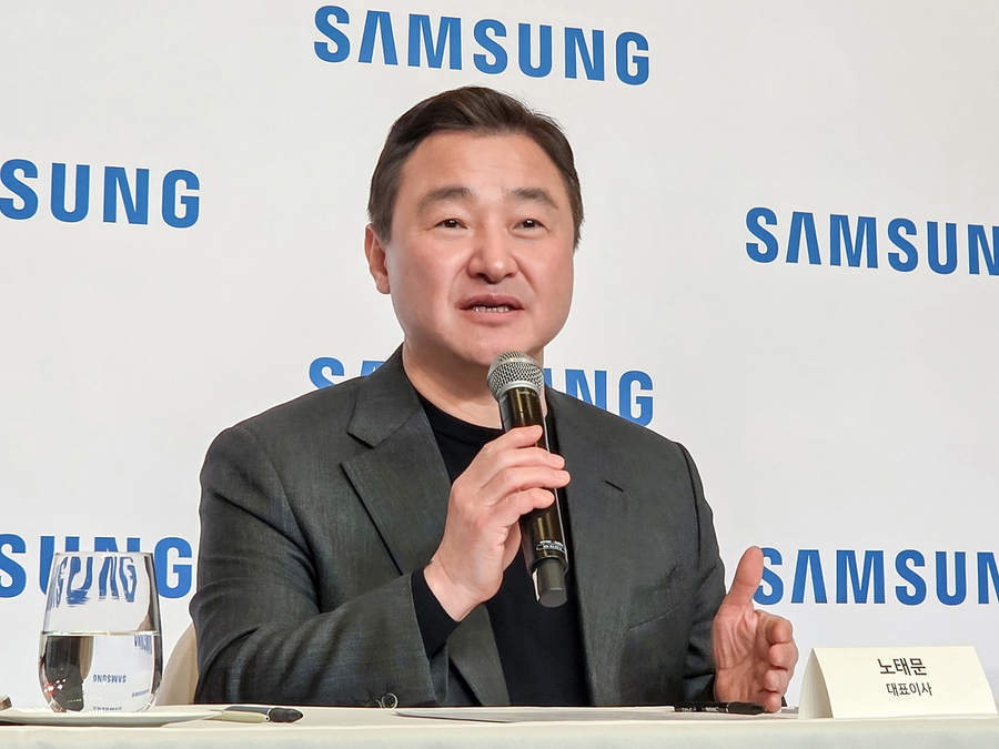 ▲ 삼성전자 노태문 대표이사 사장(DX부문장)이 현지시간 5일 미국 라스베이거스 CES 2026 현장에서 열린 국내 기자간담회에서 발언을 하고 있다.ⓒ삼성전자