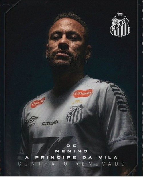 ▲ 브라질 '슈퍼스타' 네이마르가 산투스와 1년 재계약을 체결했다.ⓒ산투스 제공