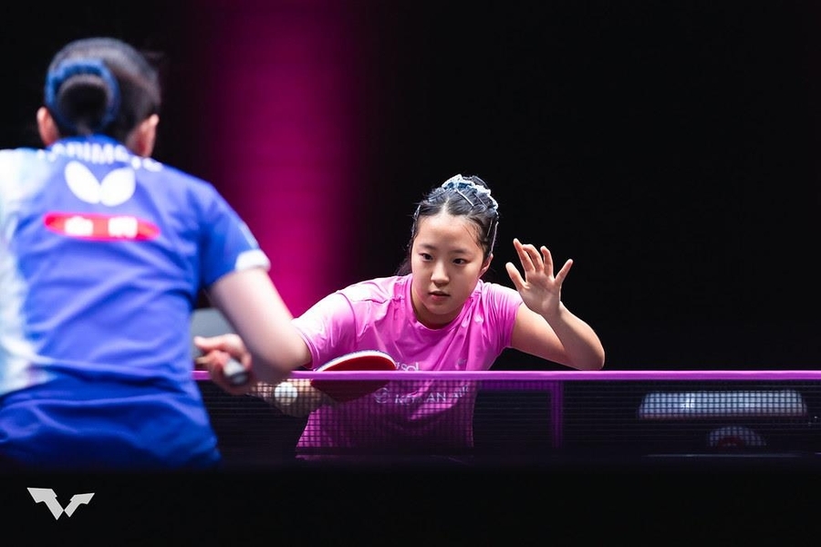 ▲ 한국의 에이스 신유빈이 일본의 에이스 하리모토에 0-3 완패를 당했다.ⓒWTT 제공