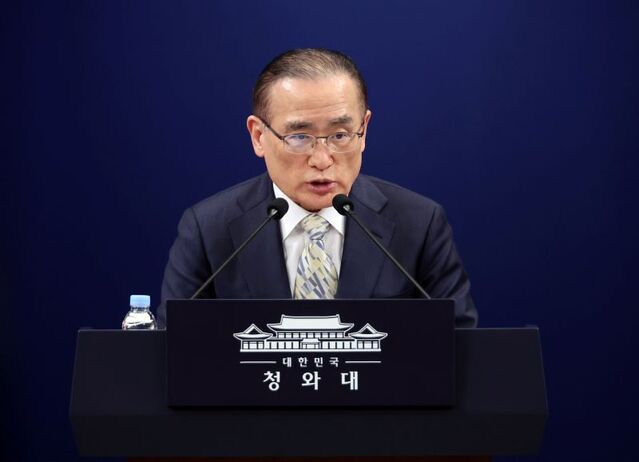 ▲ 위성락 안보실장이 9일 청와대에서 이재명 대통령 방일 일정 관련 브리핑을 하고 있다. ⓒ뉴시스(사진=청와대통신사진기자단)