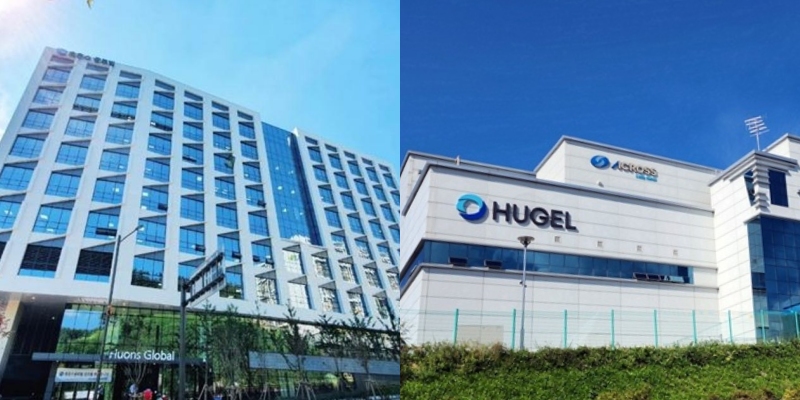 ▲ 휴온스글로벌(왼쪽)과 휴젤 공장 전경. ⓒ각 사