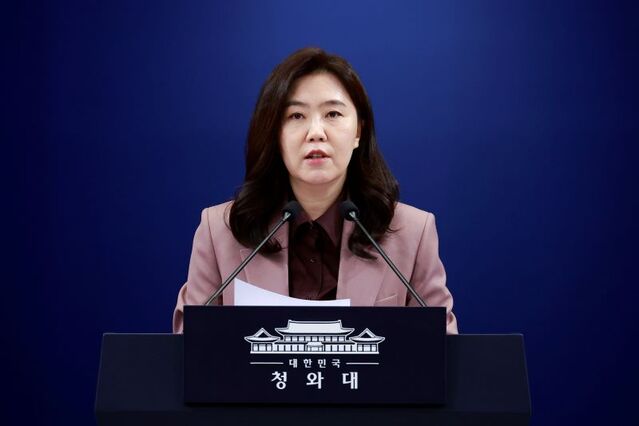 ▲ 강유정 대변인이 12일 청와대에서 캄보디아 성착취 스캠조직 검거 관련 브리핑을 하고 있다. ⓒ뉴시스