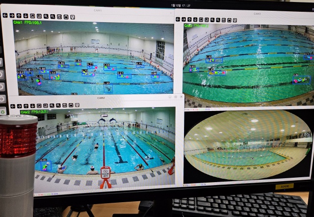 ▲ 화성국민체육센터 수영장에서 시범운영 중인  AI 안전관리 시스템ⓒ화성도시공사 제공