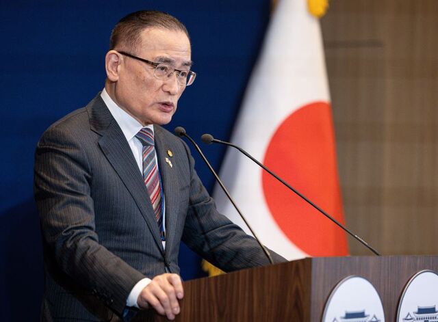 ▲ 위성락 국가안보실장이 14일(현지 시간) 일본 오사카에 마련된 대한민국 프레스센터에서 한일 정상회담 등 주요 성과 관련 브리핑을 하고 있다. ⓒ뉴시스