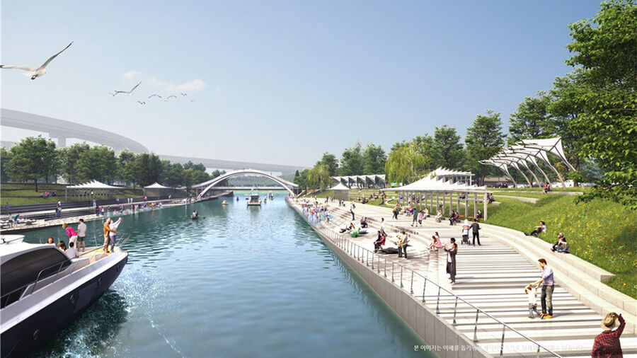 ▲ 송도 워터프런트 1-2단계 사업 중 수변로드 친수스탠드(아트센터인천) 조감도ⓒ인천경제청 제공