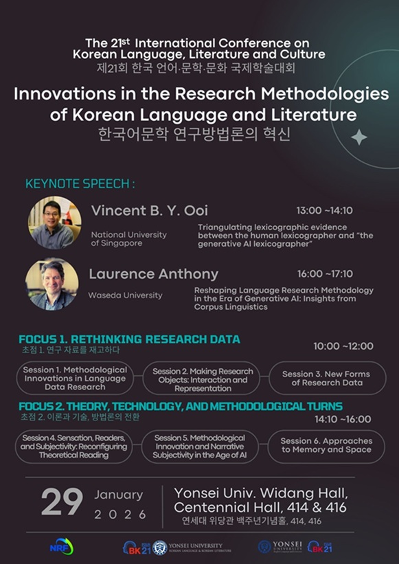 ▲ 제21회 국제 한국 언어·문학·문화 학술대회 포스터.ⓒ연세대