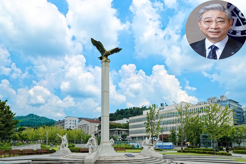 ▲ 연세대학교 전경. 우측 상단은 윤동섭 총장.ⓒ연세대