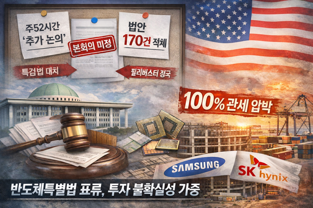 美 압박 거센데 표류하는 반도체특별법 ... 삼성·SK, 투자 스텝 꼬일라 - 뉴스 썸네일 이미지