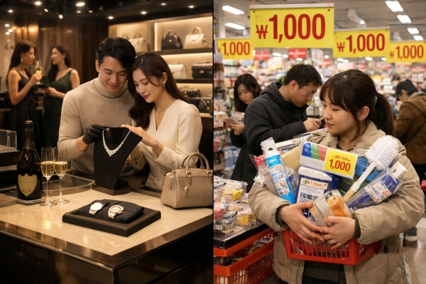 ▲ 소비 양극화를 상징적으로 표현한 이미지ⓒChatGPT(DALL·E 기반 생성)