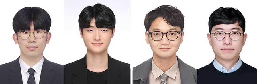 ▲ 공동 연구팀. 왼쪽부터 아주대 에너지시스템학과 석사과정 강준혁 학생, 한양대 에너지공학과 석박통합과정 정우진 학생, 아주대 조성범 교수, 가천대 최정현 교수.ⓒ아주대