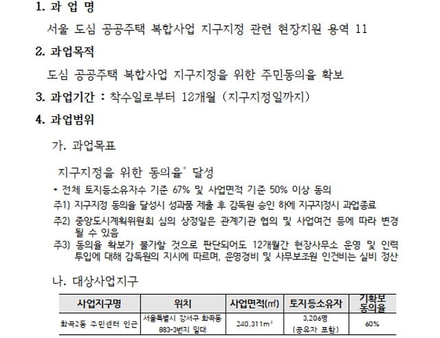 ▲ 입찰공고에 게재된 과업내용서. ⓒLH e-비드 전자조달