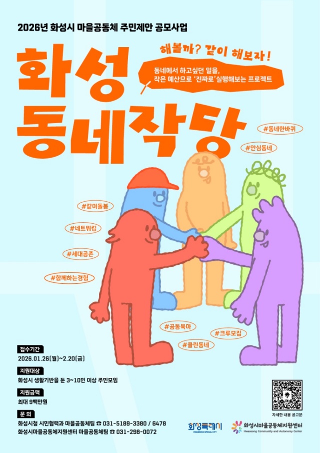 ▲ 마을공동체 주민제안 공모사업 참여자 모집 포스터ⓒ화성시 제공