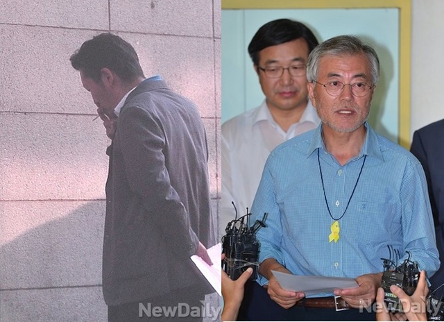 ▲ 좌측은 단식 21일차 정청래. 걸어다니며 담배를 피우고 있다. 2014년 9월 11일 세월호 관련 광화문 단식 농성 중 흡연하는 모습이 뉴데일리 단독보도로 공개됐다. 
우측은 단식 10일차 문재인. 같은 해 8월 28일 세월호 유족 병문안을 다니며 걸어 다녔다. 단식중단 회견도 선채로 했다. 
정청래 문재인 이재명 등 좌파 정치인 단식장앤 어김 없이 텀블러가 등장했다. ⓒ 뉴데일리DB