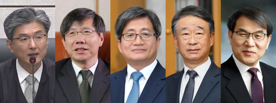 ▲ 왼쪽부터 김세윤, 김문석, 김명수, 오석준, 노태악. ⓒ 뉴데일리