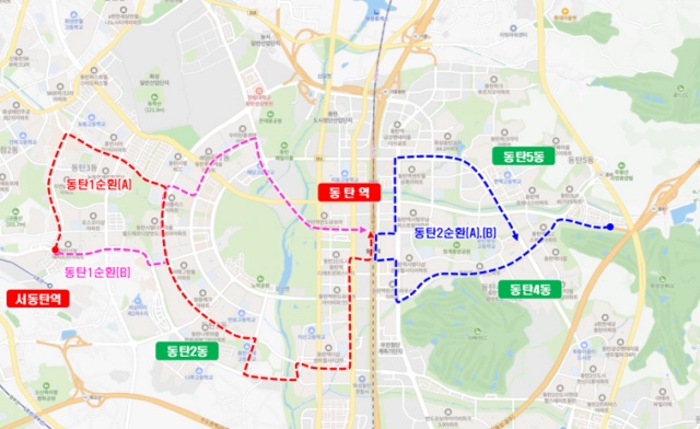 ▲ 동탄역 순환버스 노선도ⓒ화성시 제공