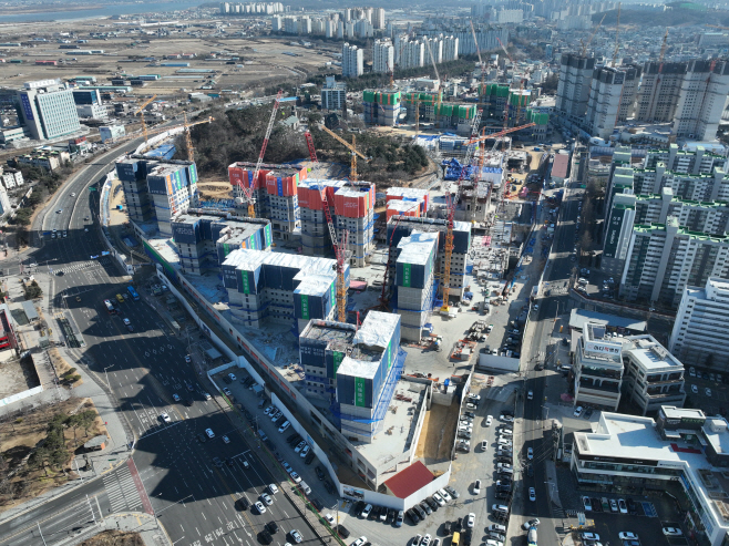 ▲ 경기 김포시 북변4구역은  현재 재개발사업 공사가 한창 진행중이다.  ⓒ김포시 제공