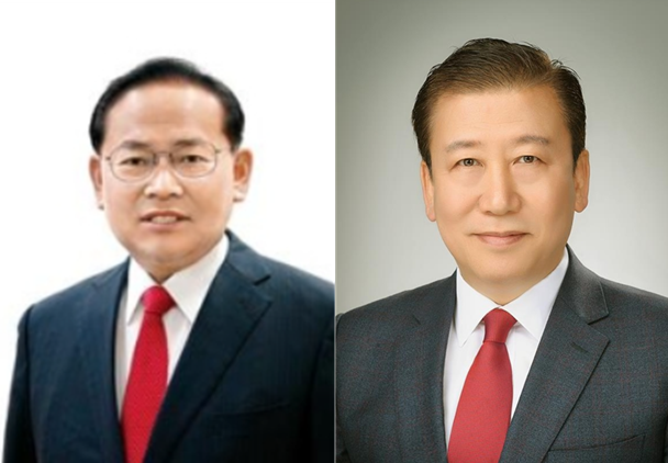 ▲ 왼쪽부터 안재권 부산시의회 의원, 주석수 연제구청장.ⓒ뉴데일리DB