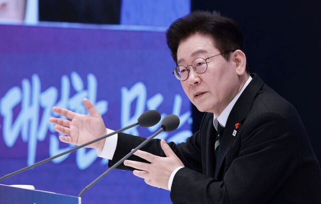 ▲ 이재명 대통령이 지난 21일 청와대 영빈관에서 열린 신년 기자회견에서 발언하고 있다. ⓒ뉴시스