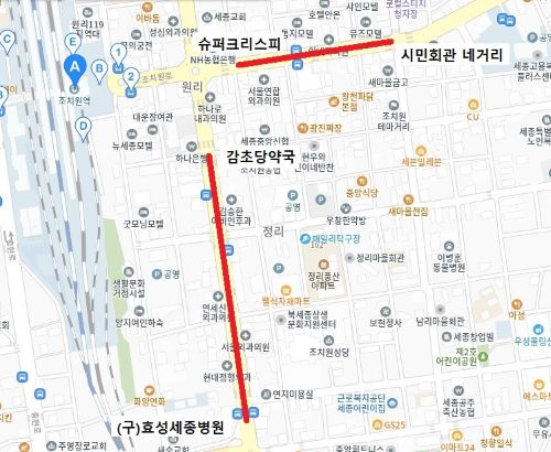 ▲ 설 명절 전통시장 유예 위치도.ⓒ세종시