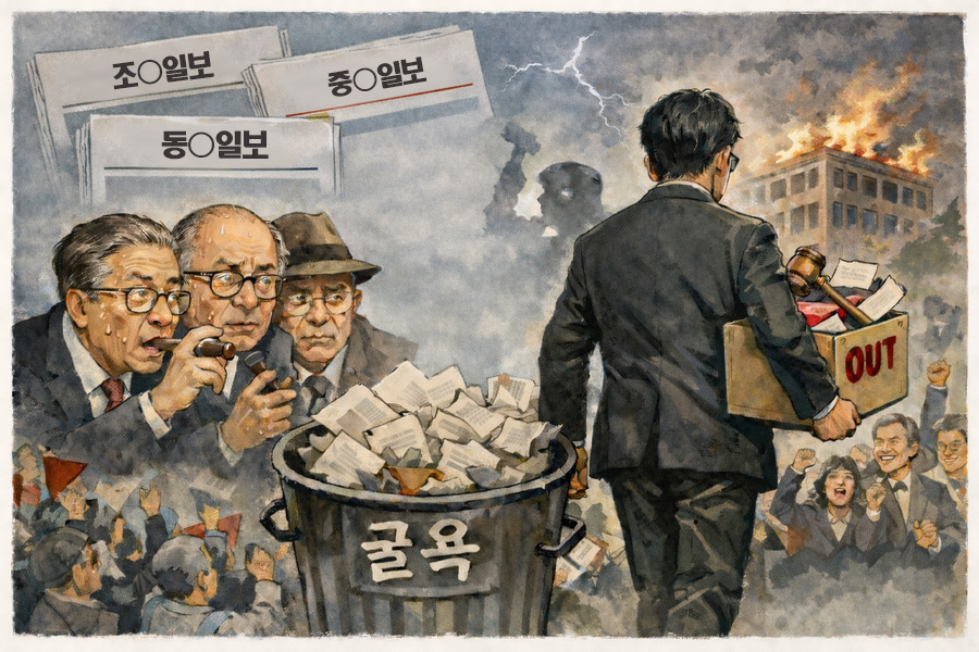 ▲ 조중동의 우파정당 가스라이팅이 통하지 않았다. 조중동의 미디어 영향력이 과거에 비해 대폭 축소된 탓이다. ⓒ 챗GPT