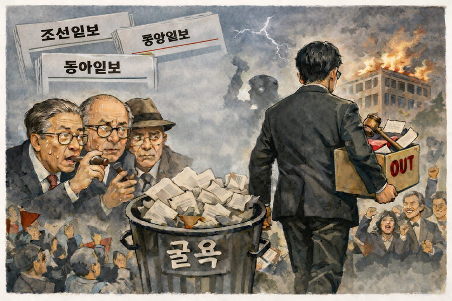 ▲ 조중동의 우파정당 가스라이팅이 통하지 않았다. 조중동의 미디어 영향력이 과거에 비해 대폭 축소된 탓이다. ⓒ 챗GPT