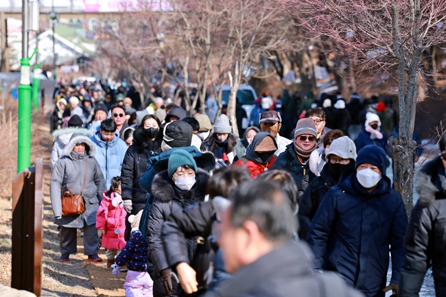 ▲ 31일 강원 태백시 태백산국립공원 당골광장 일대에서 '태백산 눈축제'가 개막했다. 이날 개막식에는 김진태 강원특별자치도지사와 이철규 국회의원, 이상호 태백시장 등이 참석했다. 한편 태백시의회는 눈축제과 관련해 홍보 및 마케팅 예산을 전액 삭감해 논란이다. 시는 도와 강원관광재단 등 주변의 도움으로 적극적인 홍보에 나서고 있다. ⓒ태백시