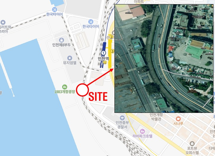 ▲ 인천 중구 개항광장 주변 폐선부지 위치도ⓒ인천시 제공
