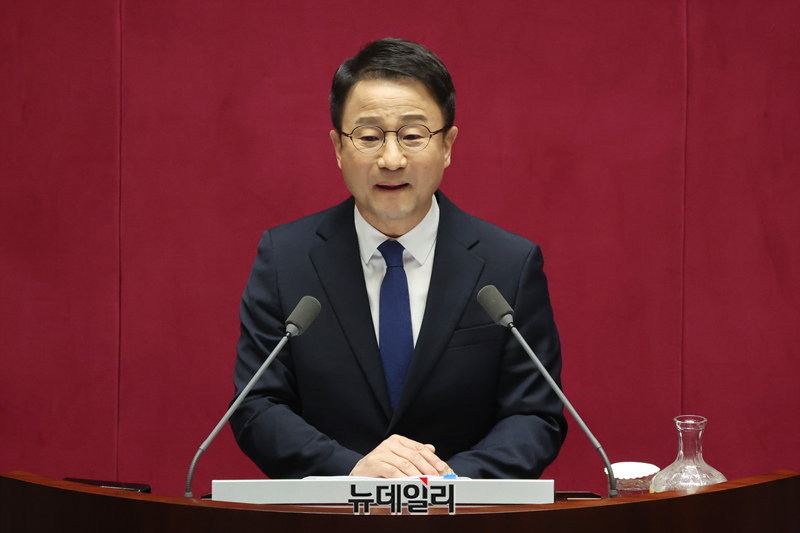 ▲ 한병도 더불어민주당 원내대표가 3일 국회 교섭단체 대표연설을 하고 있다. ⓒ 이종현 기자