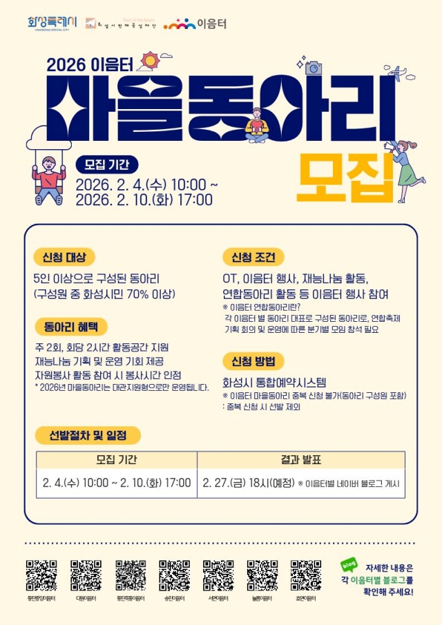 ▲ 동아마을리 모집 포스터ⓒ화성시인재육성재단 제공