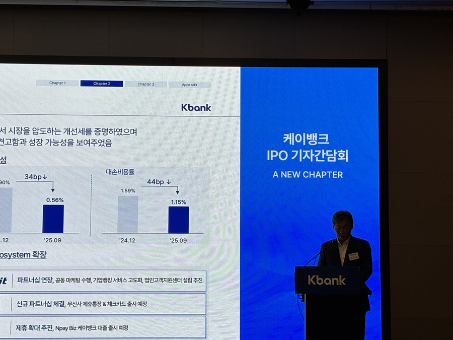 ▲ 최우형 케이뱅크 행장이 5일 서울 여의도 콘래드호텔에서 열린 'IPO 기자간담회'에서 발표하고 있다. ⓒ곽예지 기자