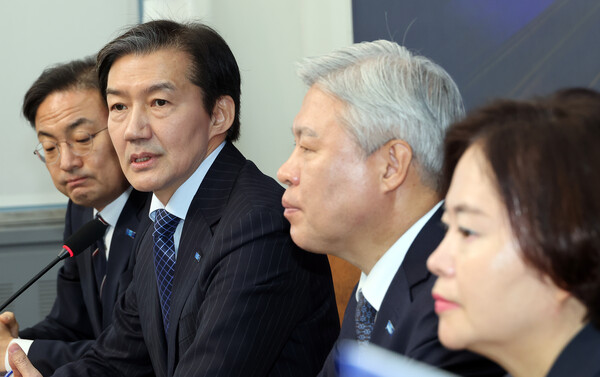 ▲ 조국 조국혁신당 대표가 지난 8일 국회에서 기자간담회를 열고 합당을 제안한 더불어민주당을 향해 