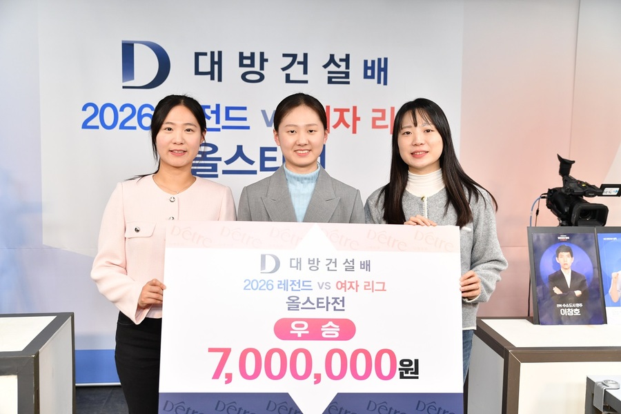 ▲ 대방건설배 우승을 차지한 오유진, 김은지, 김채영 9단(왼쪽부터)ⓒ한국기원 제공