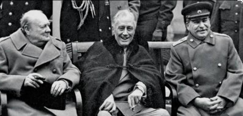 ▲ 얄타회담의 3인, 영국 처칠, 미국 루즈벨트, 소련 스탈린(왼쪽부터).