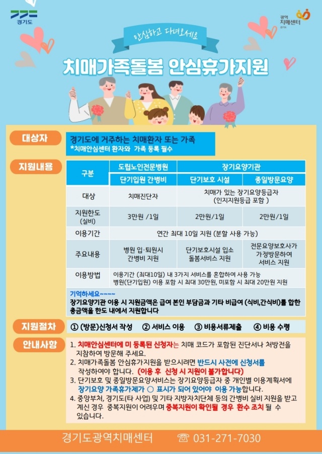 ▲ 치매가족돌봄 안심휴가 지원사업 안내문ⓒ송탄보건소 제공