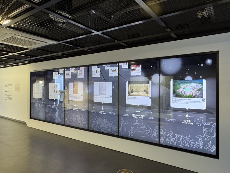 ▲ 우리 음악의 역사를 살펴볼 수 있는 미디어월.ⓒ국립국악원
