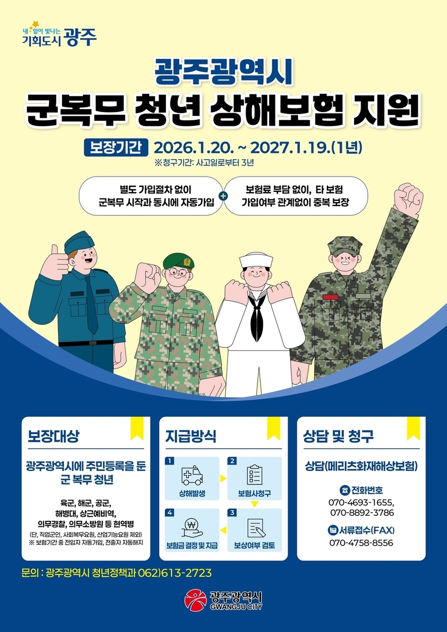 ▲ 군복무 청년 상해보험 지원_포스터ⓒ광주광역시 제공