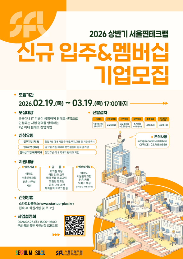 ▲ 서울핀테크랩 입주기업 모집 포스터 ⓒ서울시