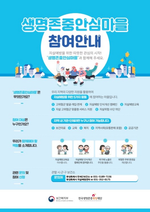 ▲ 생명존중안심마을 모집 포스터ⓒ화성시 제공
