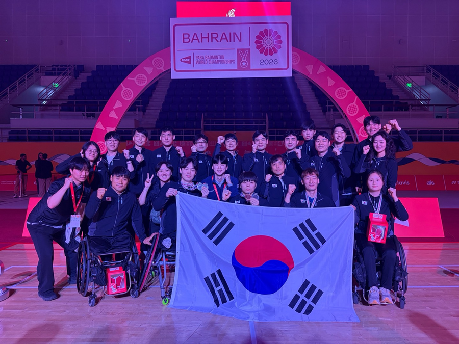 ▲ 장애인배드민턴 국가대표선수단 단체사진_이승후 선수(두번째줄 오른쪽 5번째)ⓒ광주광역시장애인체육회 제공