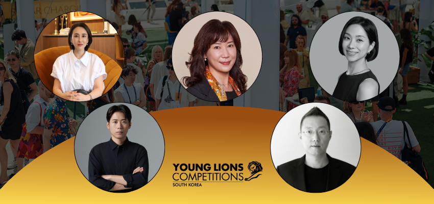 ▲ 2026 영 라이언즈 컴피티션(YLC) 한국대표 선발대회 심사위원단 5인. (왼쪽 위부터 시계방향으로) 강지현 서비스플랜코리아 대표, 양수희 퍼블리시스코리아 CCO, 박유진 CJ제일제당 리드, 황성필 제일기획 ECD, 이승재 아이디엇 대표. ⓒ칸라이언즈서울