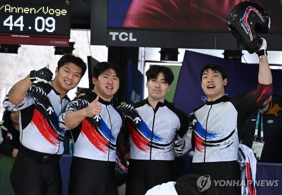 ▲ 2026 밀라노·코르티나담페초 동계올림픽 한국 선수단의 마지막 경기에 나선 봅슬레이 남자 4인승 '김진수 팀'이 8위로 대회를 마쳤다.ⓒ연합뉴스 제공