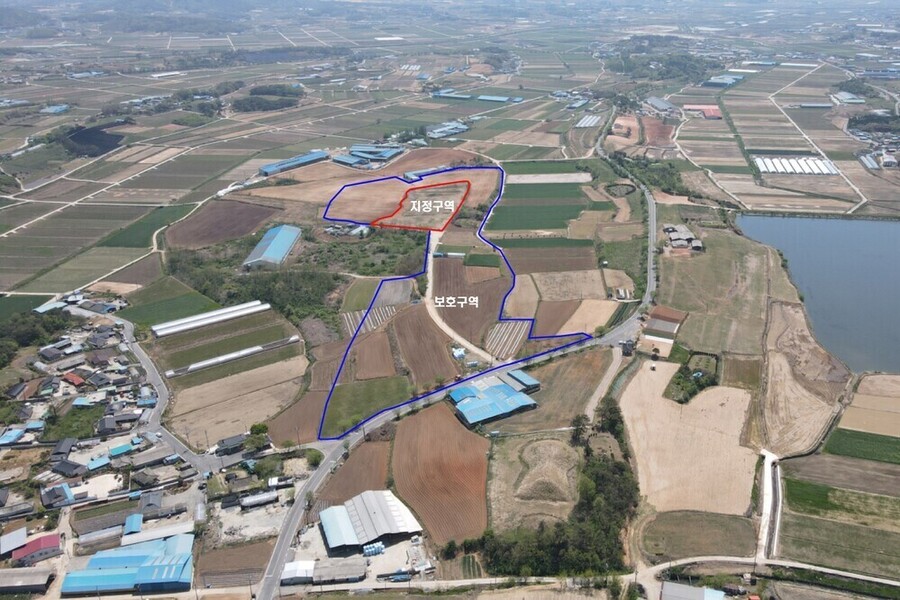 ▲ 함평군 예덕리 고분군 지정(보호)구역 항공사진ⓒ함평군 제공